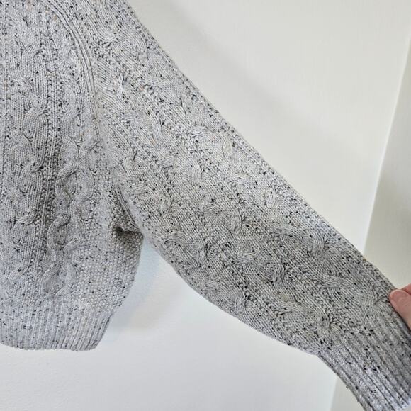 Universal Thread Cable Knit Sweater Women's M Gray Flecked Dolman Sleeve Winter - Picture 3 of 6